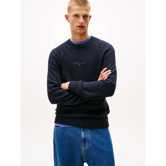 Tommy Hilfiger Ανδρική πλεκτή μπλούζα Linear Logo Raglan Sleeve Slim Jumper